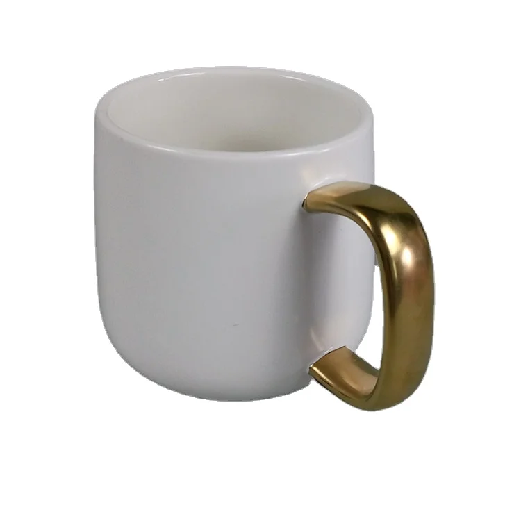 

350ml bulk Gold Handle ceramic white coffee mug, As the picture show