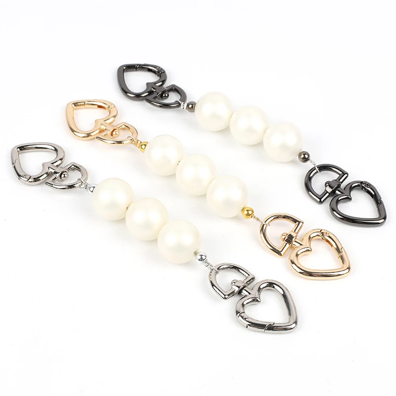 

REWIN Luxury Detachable Heart Clasp Pearl Beads Bag Strap Extension Chain for Handbag Accessories, 3 colors in stock