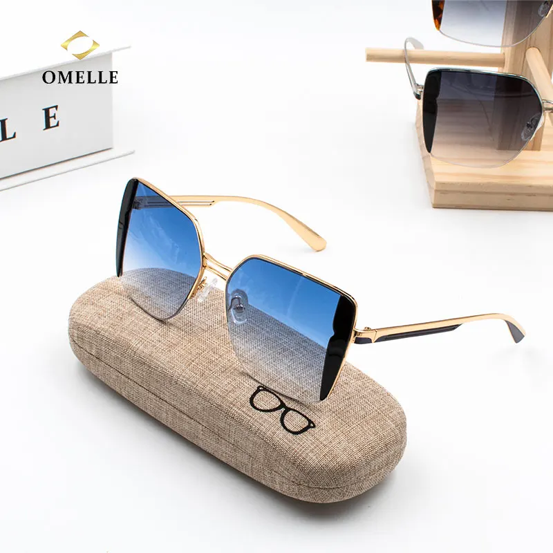 

OMELLE Super Fashion Luxury Brand Trendy Square Sunglasses for Women Metal Sun Glass