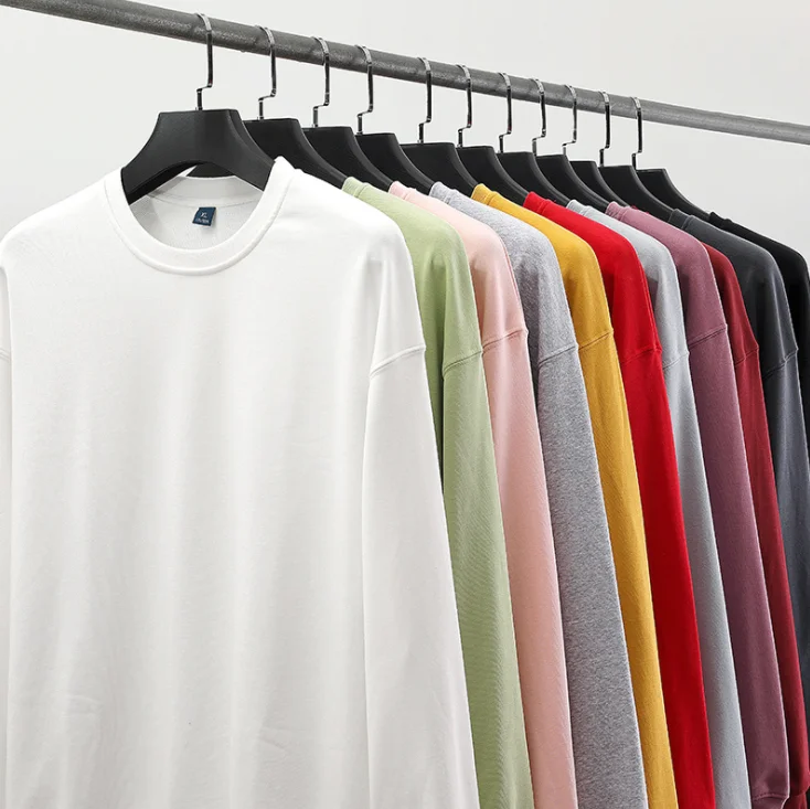 

wholesale round neck sweater Terry solid color long sleeve hoodies custom logo printed custom hoodies embroidered, 11