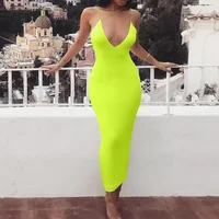 

Amazon Summer 2019 Fashion New Women Camisole Pure Color V Neck Close Sexy Buttock Tight Fitting Dresses