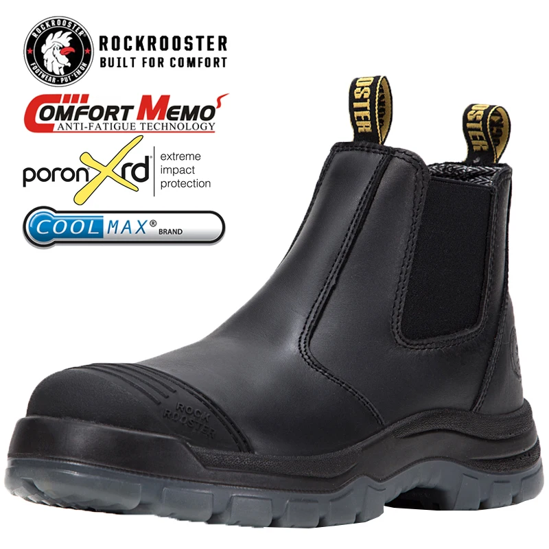 

RockRooster Industrial protective fashionable Soft toe work men safety shoes with shock outsole safety shoes, Black
