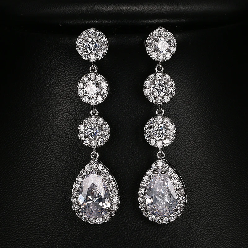 

Emmaya Glittering Water-Drop AAA Cubic Zirconia Long Drop Earrings Luxury Brincos Bride Wedding Jewelry Christmas Gift