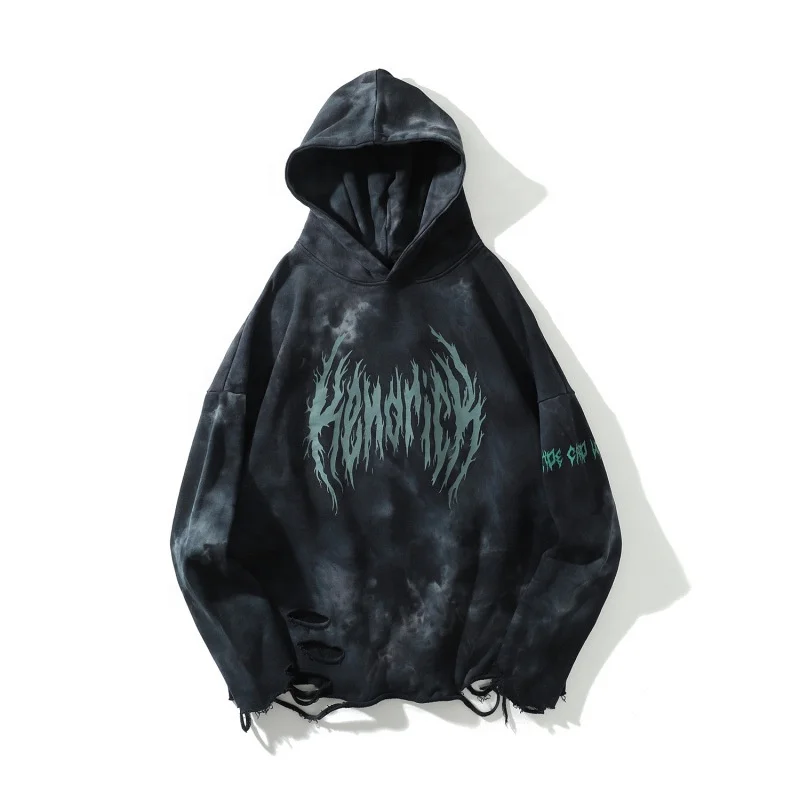 

Fashion long sleeve printed oversize pullover men distressed tie dye hoodie, Special colors