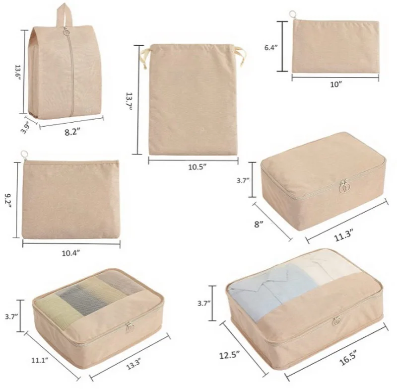 

Lightweight Foldable Suitcase Storage Bags 7 Pieces Packing Cubes Luggage Packing Organizers for Travel Accessories, Candy colors