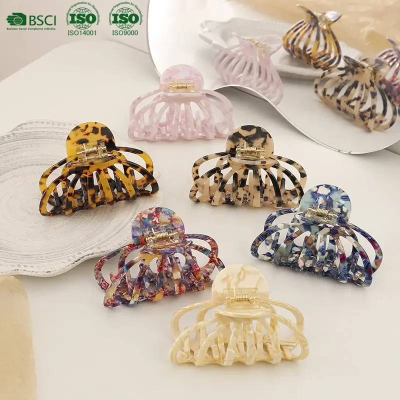 wholesale ins Retro large hollow catch clip acetic acid Hair Clamp Jaw Clips