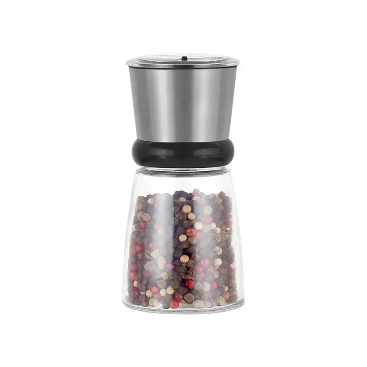 

Kitchecn Use Glass Bottle Stainless Steel Top Plastic Shaker Lid Pepper Salt Grinder