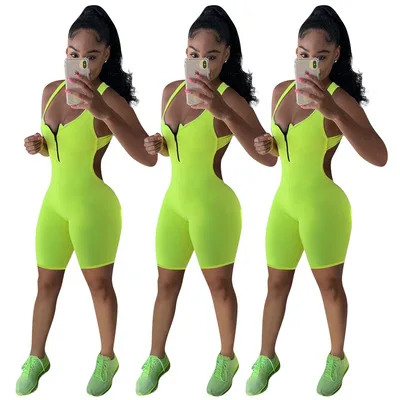 

B35808A 2021 Summer club fashion sexy lady short sports bandage jumpsuit
