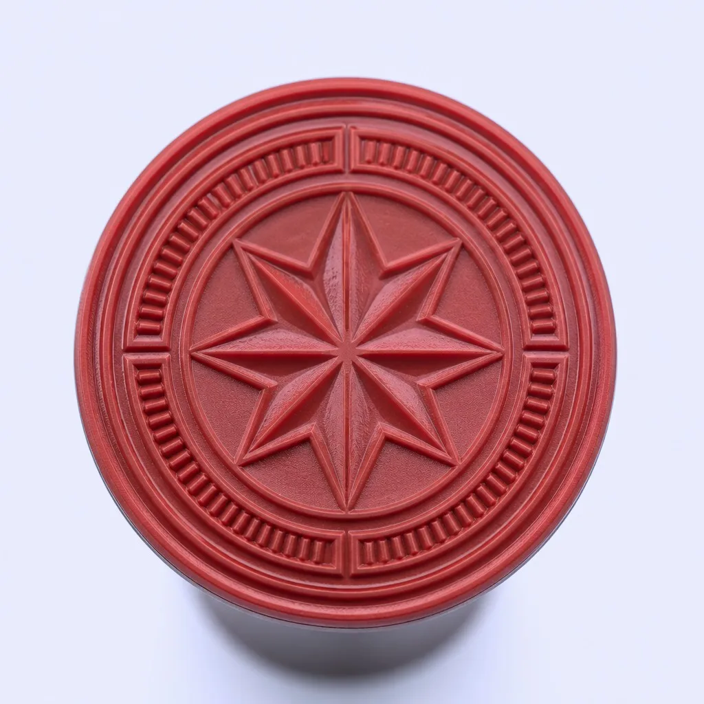 Macro detail of an engraved emblem die face