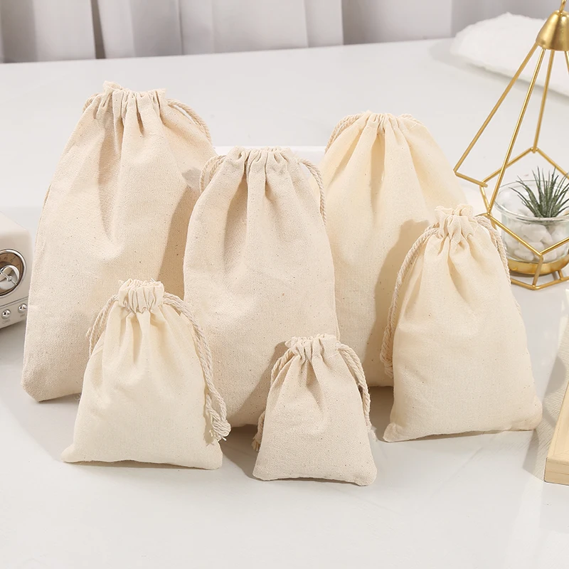 

Cotton Drawstring Bags White Organic Cotton Bags YIWU Communication Recyclable with Logo and Drawstring Customization Acceptable