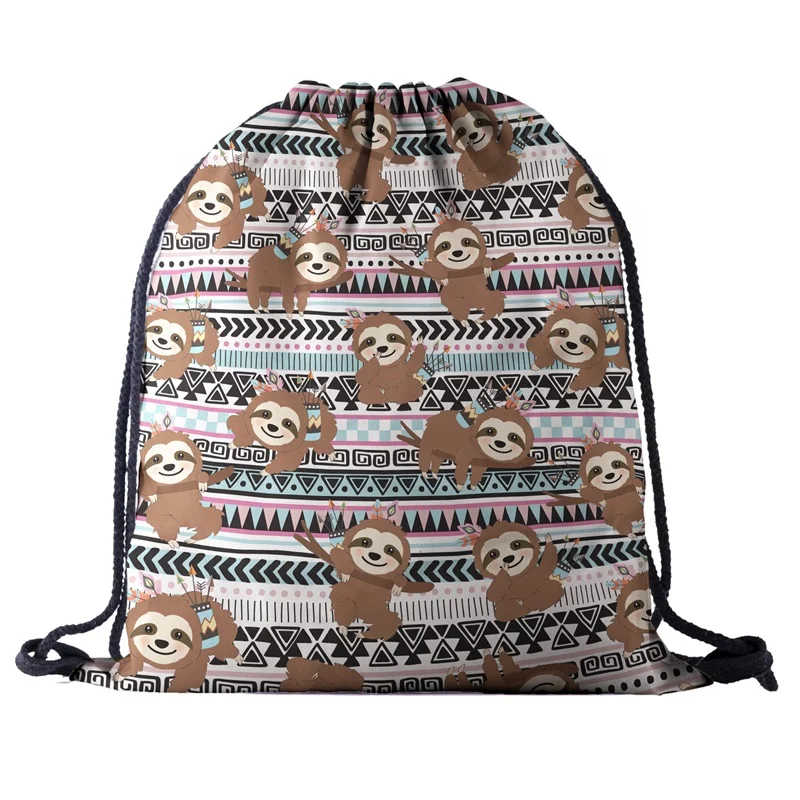 

Zohra sloth aztec waterproof printed customised drawstring bag ladies travel backpack, Shown/customized color