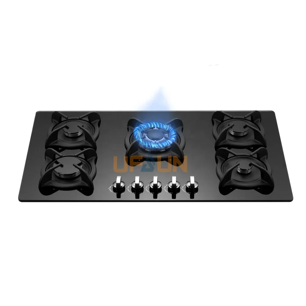 
China market easy cleaning 90cm 5 burners hotplate induction style Easy to operate 5 burner table top gas stove 