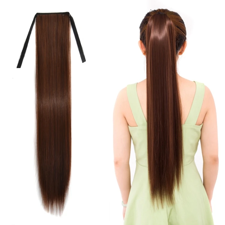 

Wholesale Women Natural Long Straight Hair Ponytail Bandage-style Human Hair Wigs