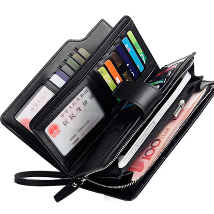 

Kirean long men long wallet mens clutch purse wallet dompet pria, Black, coffee