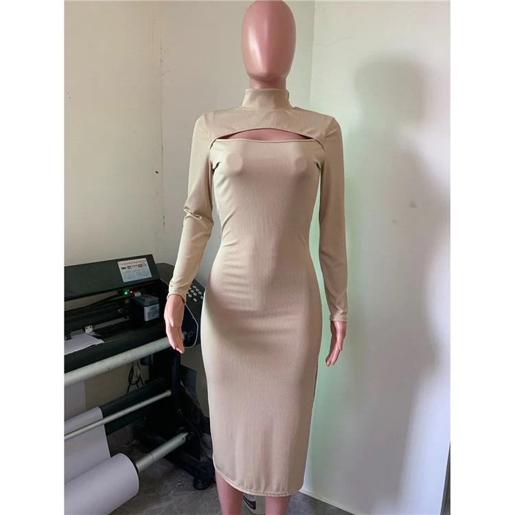 New Stylish Hollow Out Side Slit Sexy Bodycon Ladies Clothes New Casual Dress Womens Women Lady Dresses