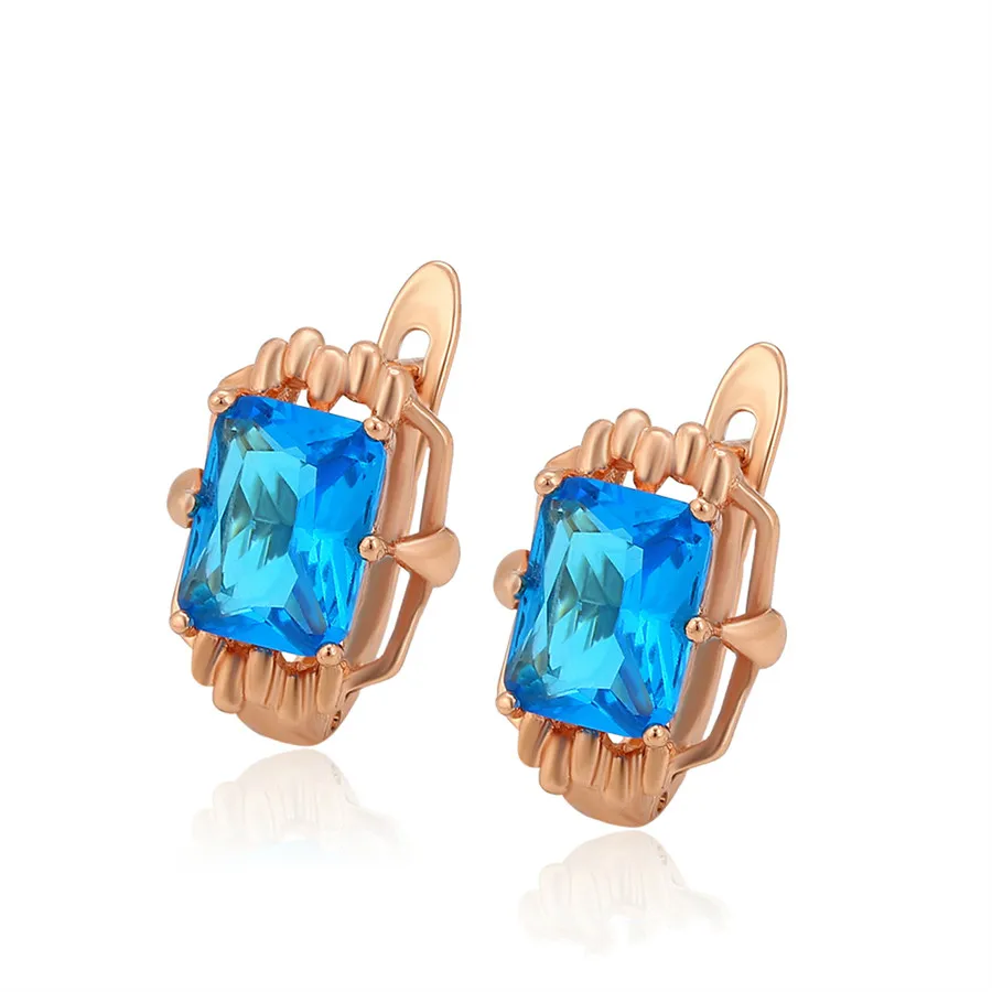 

A00697664 Xuping Jewelry Classic High Grade Environment-friendly Copper Set with Blue Diamond Rose Gold Earrings