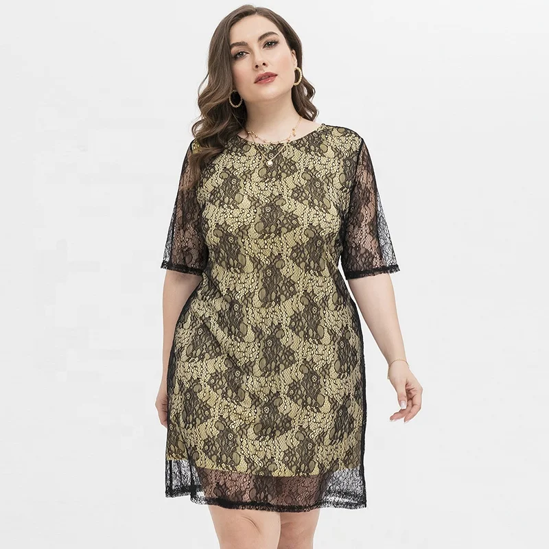 

New Style Casual Dress Elegant Plus Size Summer Women'S Round Neck Dress