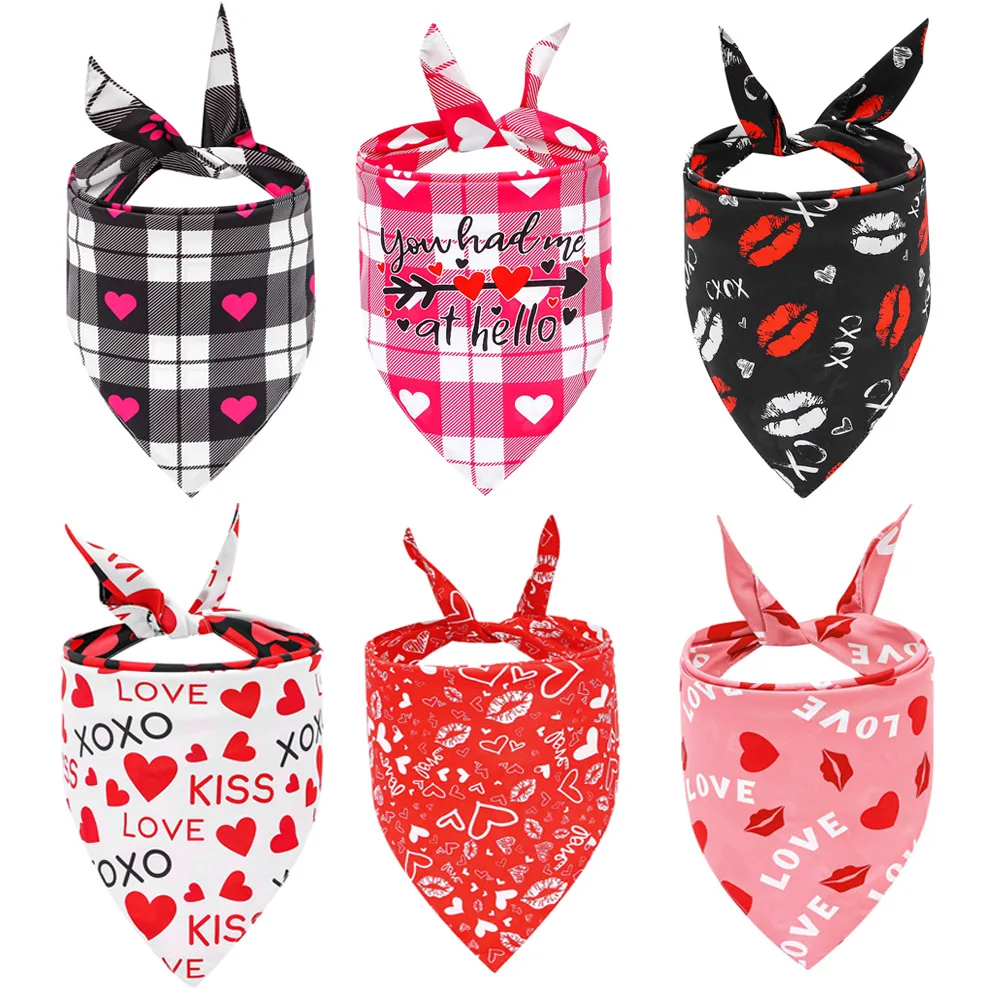 

Triangle Dog Pet Bandana Reversible Painting Bibs Valentine Scarf for Dogs Cats Puppy Accessories Wholesale, 6 colors