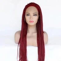 

New Braided Heat Resistant Curly Hair Lace Front Wine Red Synthetic Wig