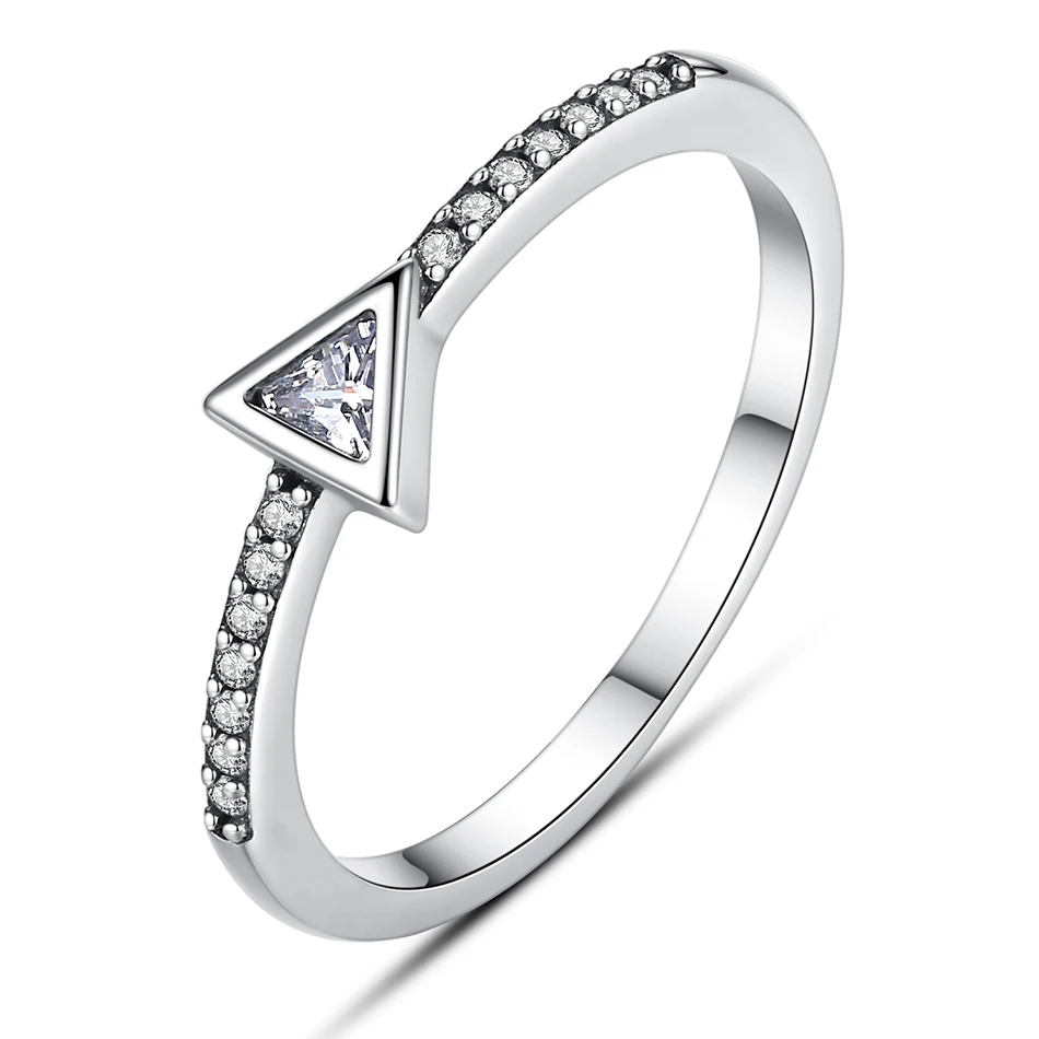 

High Quality 925 Sterling Silver Rings Cubic Zircon Geometric Triangle Rings For Women Fashion Jewelry