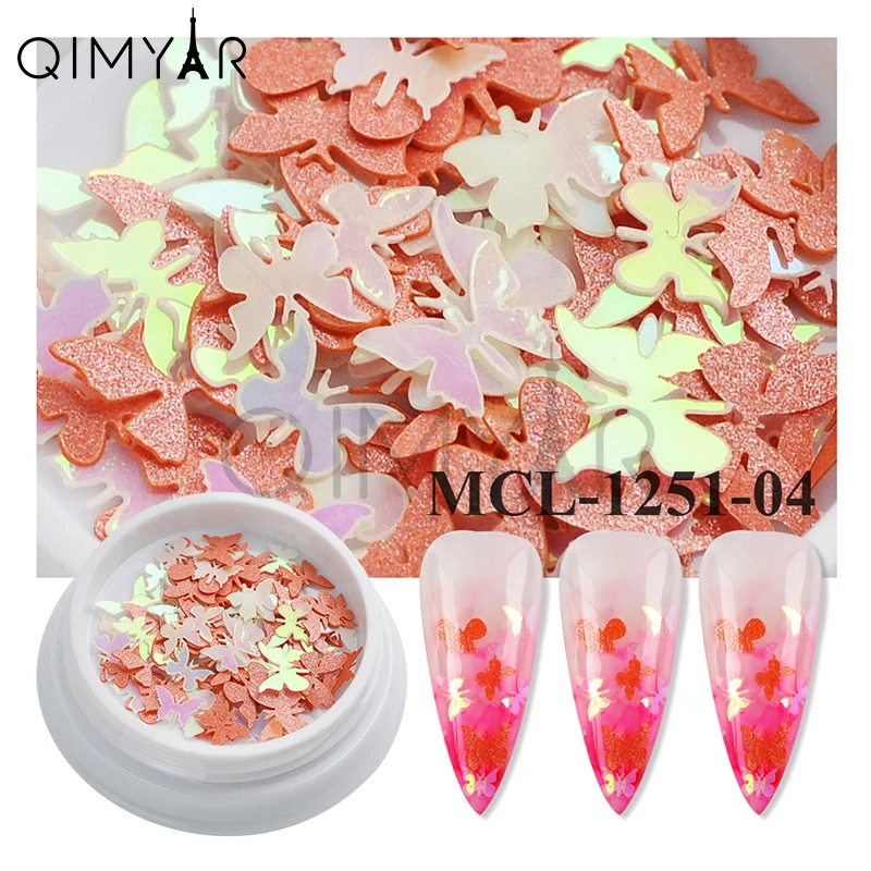 

Nail Art Glitter Laser Butterfly Sequins Slice Nail Thin Paillette Decoration 3D Tips for girls, As the picture