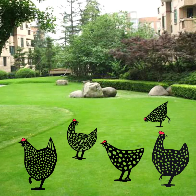 

Hot Sales Acrylic Chicken Sculpture Garden Ornaments Chicken Yard Art Outdoor Backyard Lawn Stakes Hen Decor