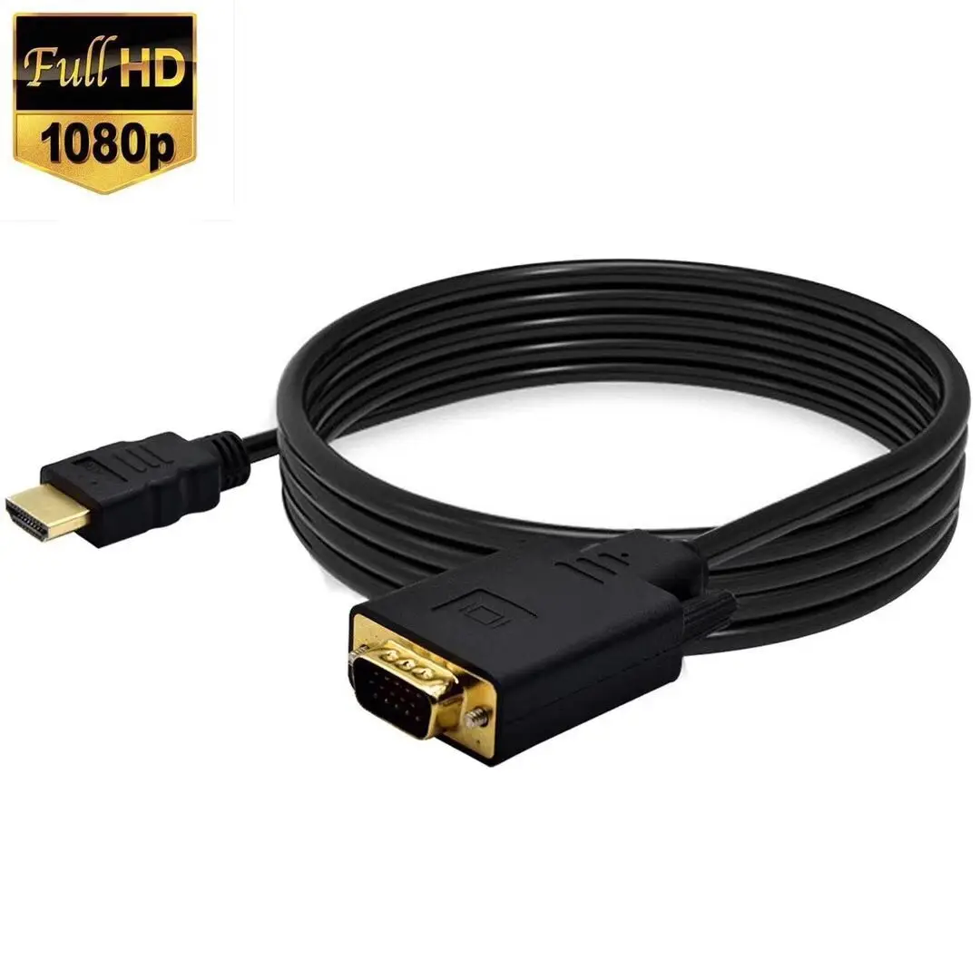 

1.8M 6FT HDMI Gold Male To VGA Male Video Adapter Cord Cable For HDTV PC Laptop Adapter Cable 1080P