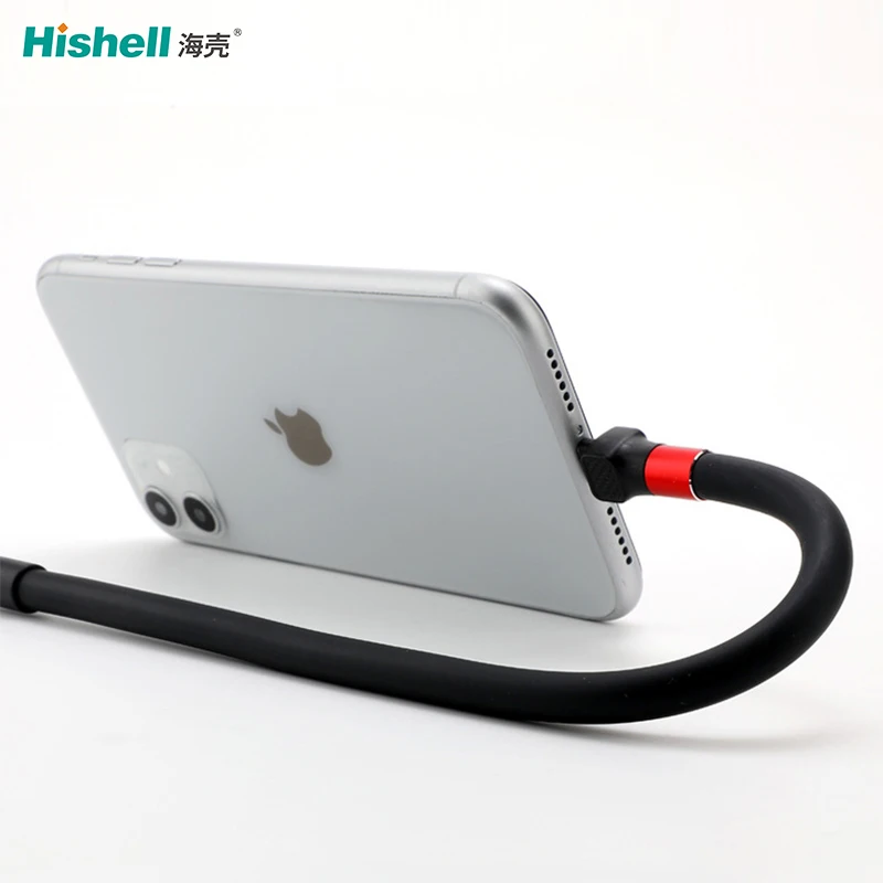 

Bracket Holder Flexible Stand Up USB Data Transfer Fast Charging Usb-A Cable Micro Type-c For Apple, Black/white