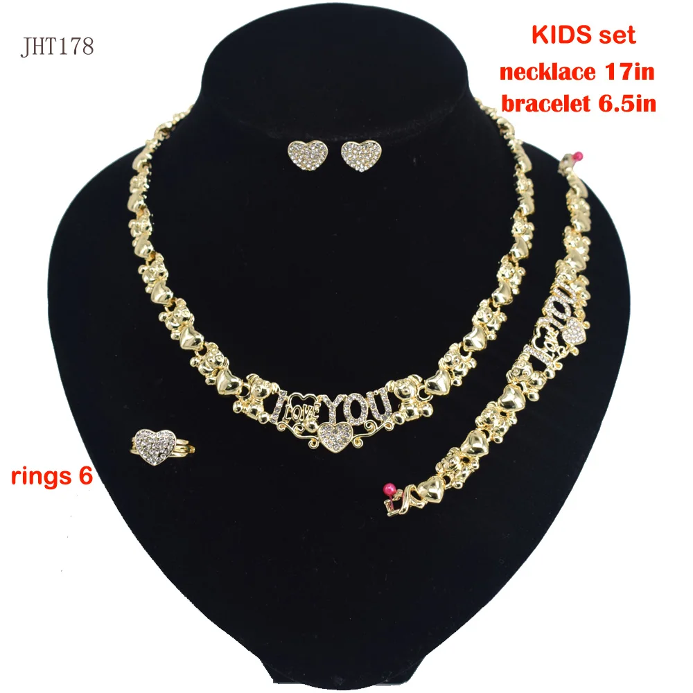 

JHT178 Fashion 18K Gold Plated Teddy bear love children's jewelry set