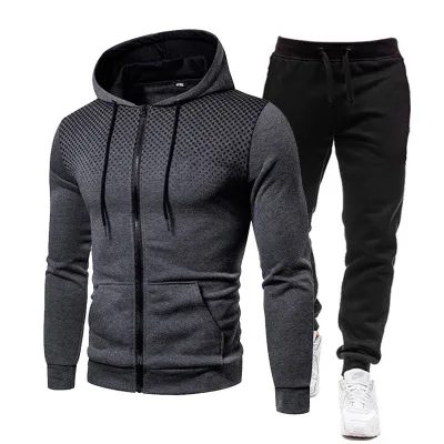 

Coldker New Casual Tracksuit Men Sets Hoodies And Pants Two Piece Sets Zipper Hooded Sweatshirt Outfit Sportswear Male Suit, As show