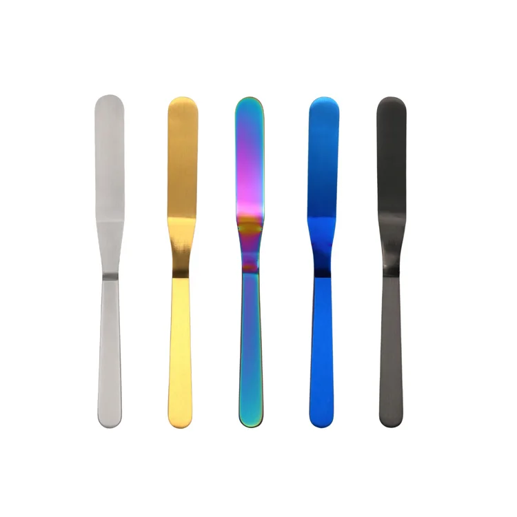 

(JYKT-CT004) high quality stainless steel titanium coating heavy and flexible chef spatula Palette Knife with solid ss handle