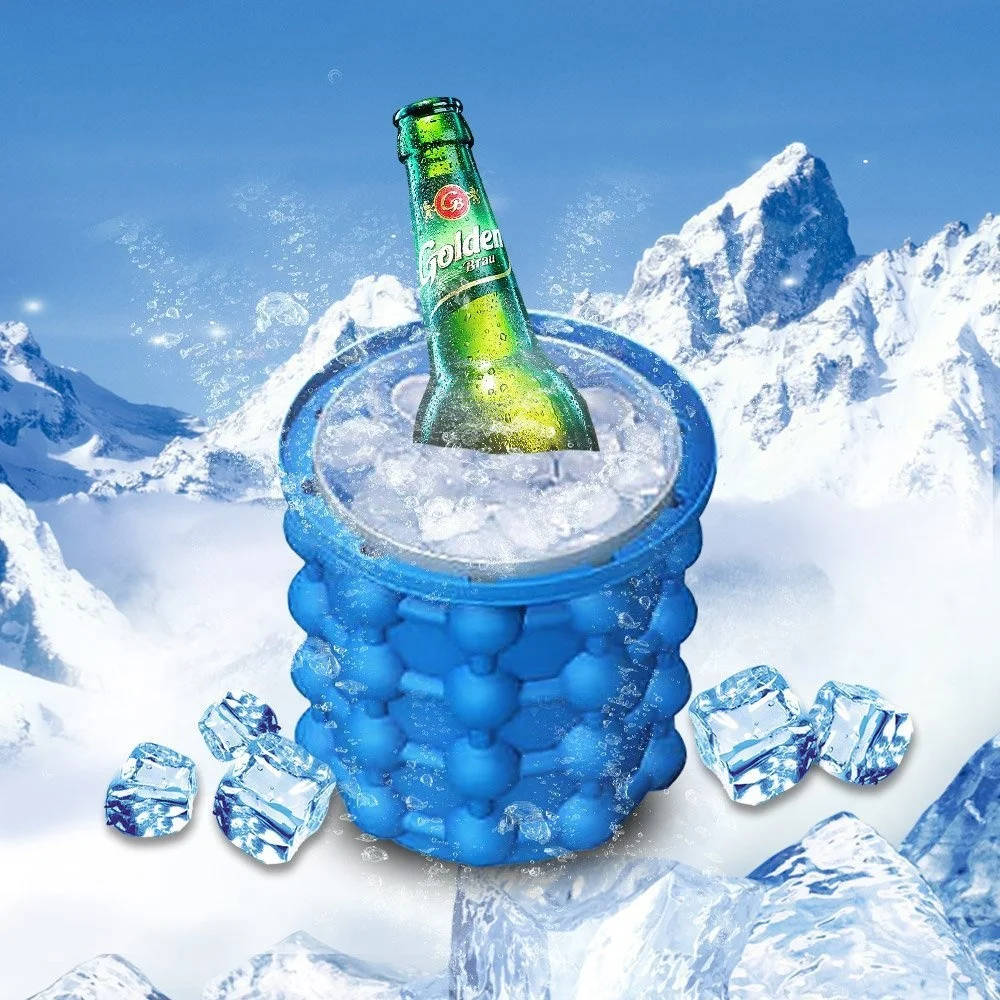 

Hot Sale Wholesale Portable Blue Ice Cube Maker Champagne Bucket Ice Mold Bucket Mould Frozen Ice Bucket