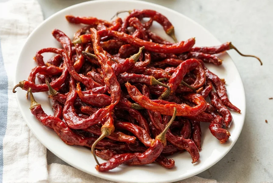 Chile hydration process showing dry and soaked chiles