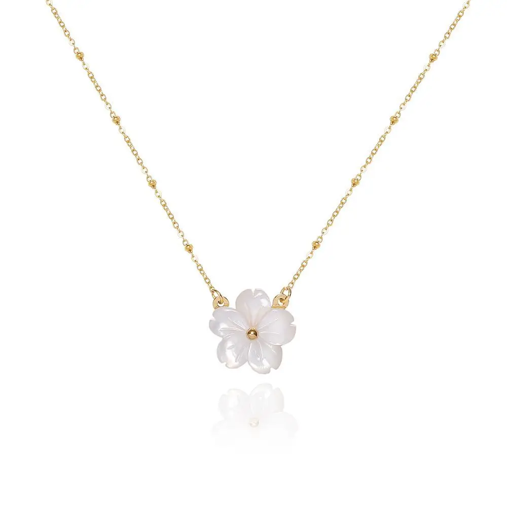 Joolim Fashion Jewelry 18K Gold Plated Flower White Shell Pendant Necklace for Women