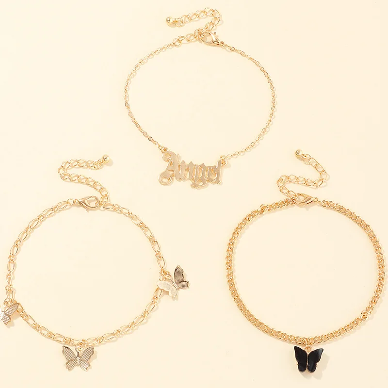 

Bracelet Foot Cuban Jewelry Wholesale Designer Angle Letter Butterfly Anklet