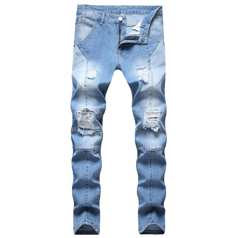 

Custom Denim Patch Cow Digital Loose All Over Pants Ripped Fashion Designer Print Jeans For Men