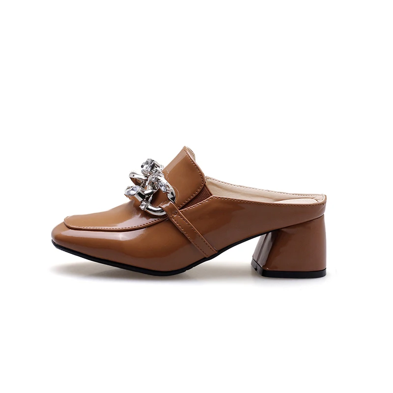 

Summer Square Scalp Solid color Thick-heeled lady slippers