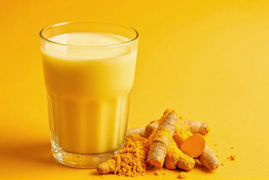 Turmeric milk ingredients including milk, turmeric, black pepper, and cinnamon