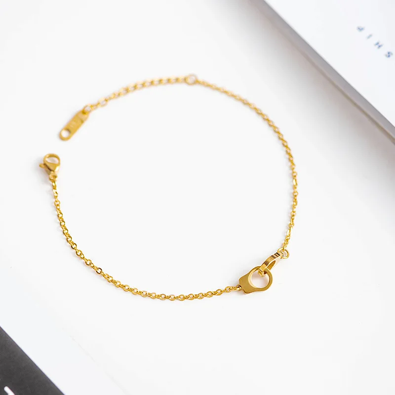 

Fashion Jewelry Gold Stainless Steel Bracelet Simple Adjustable Link Chain Handcuffs Bracelet