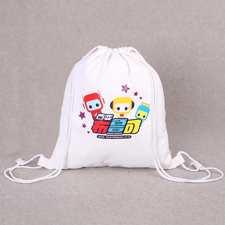 

Custom printed logo natural color organic canvas material drawstring bag, Any color from our color card