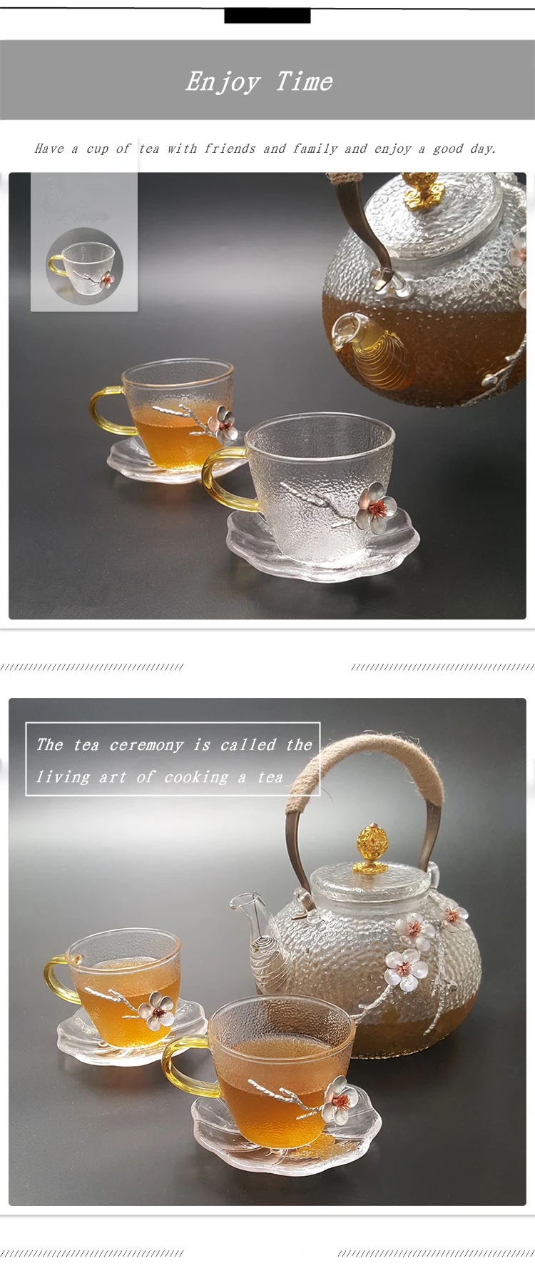 Glass Tea Set Clear Teapot With Heater And Tea Cup Fair Cup Can