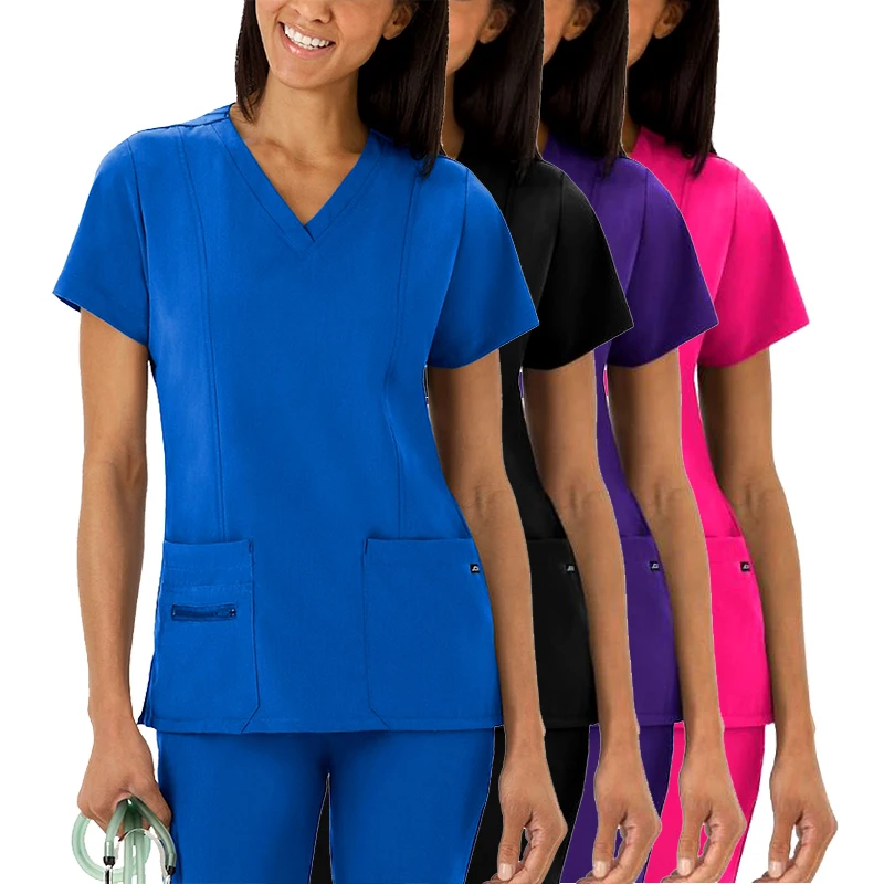 

High Quality Custom Plus Size Polyester Fabric Joggers Hospital Uniforme Medico Woman Scrub Sets Nurse Uniform with Pocket, Customized