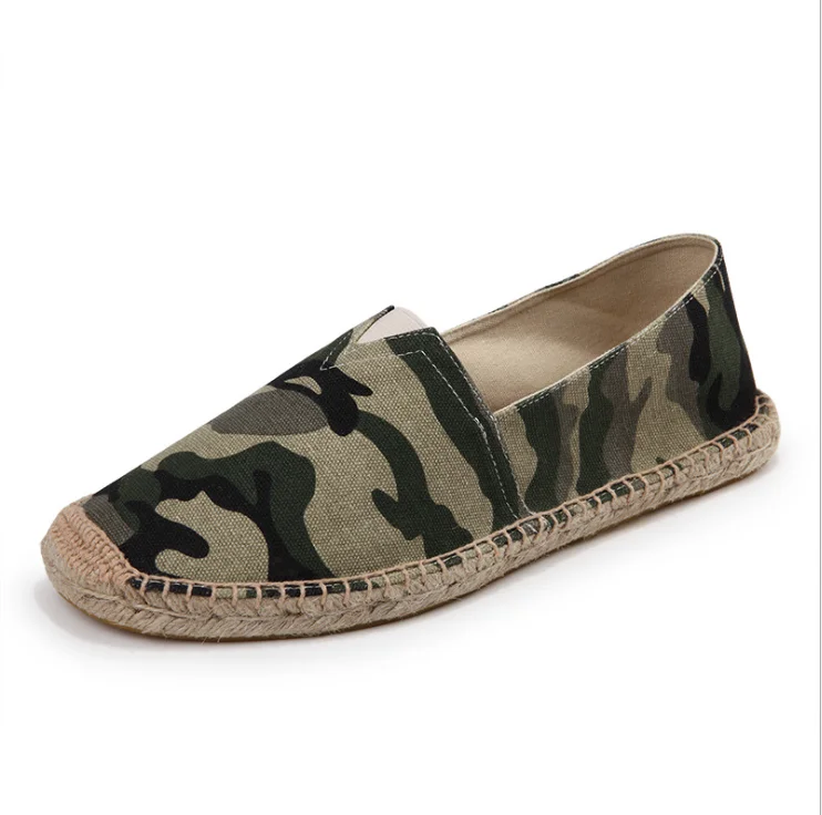 
china factory wholesale cheap linen jute espadrilles shoes, slip on flat loafers fashion casual sneakers canvas women men shoes 