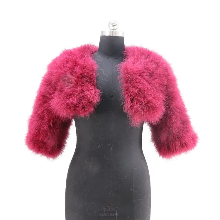 

New Fashion Women Customized Turkey Fur coat Ostrich Feather Jacket