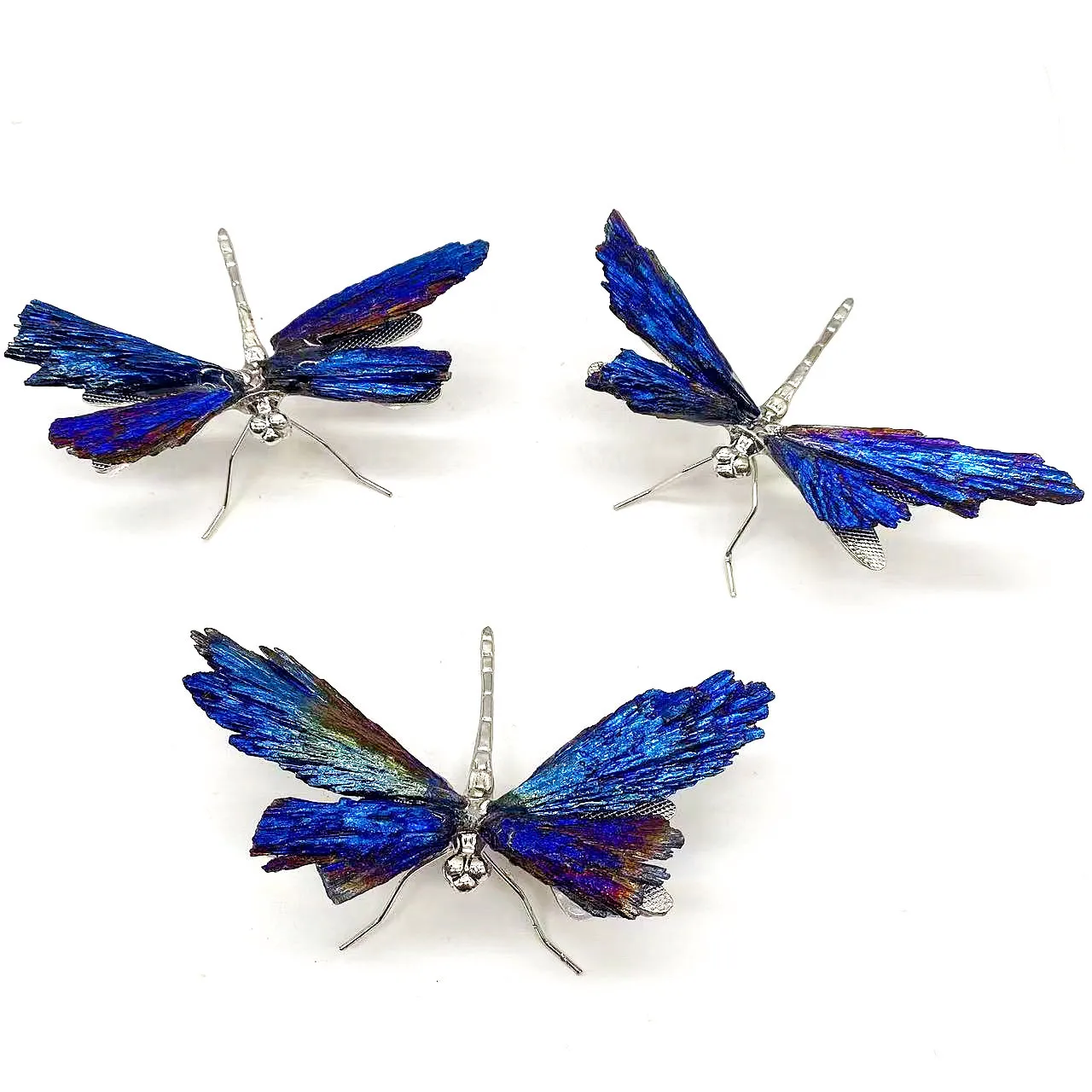 

Natural Crystal Crafts Electroplating Aura Dragonfly Shape Tourmaline Cluster Animal Statue for Gift