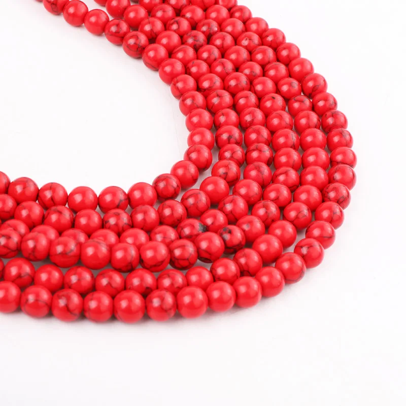 

Wholesale Synthestic Red Turquoise Stone Loose Round Beads For Jewelry Making