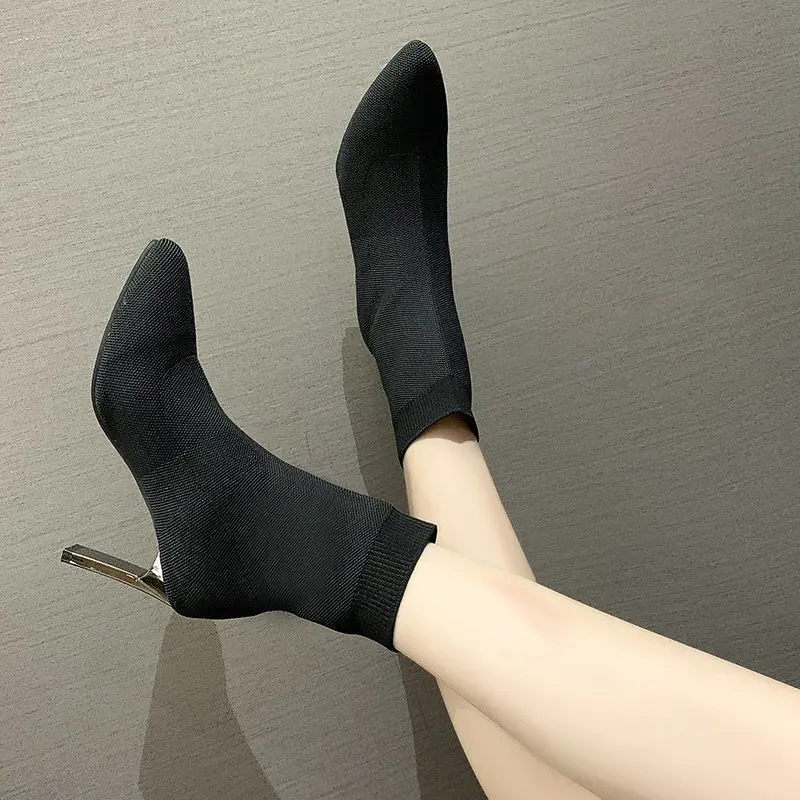 

BUSY GIRL MH4117 ankle boots women stretch sock boots women high heels sexy ladies boots women shoes