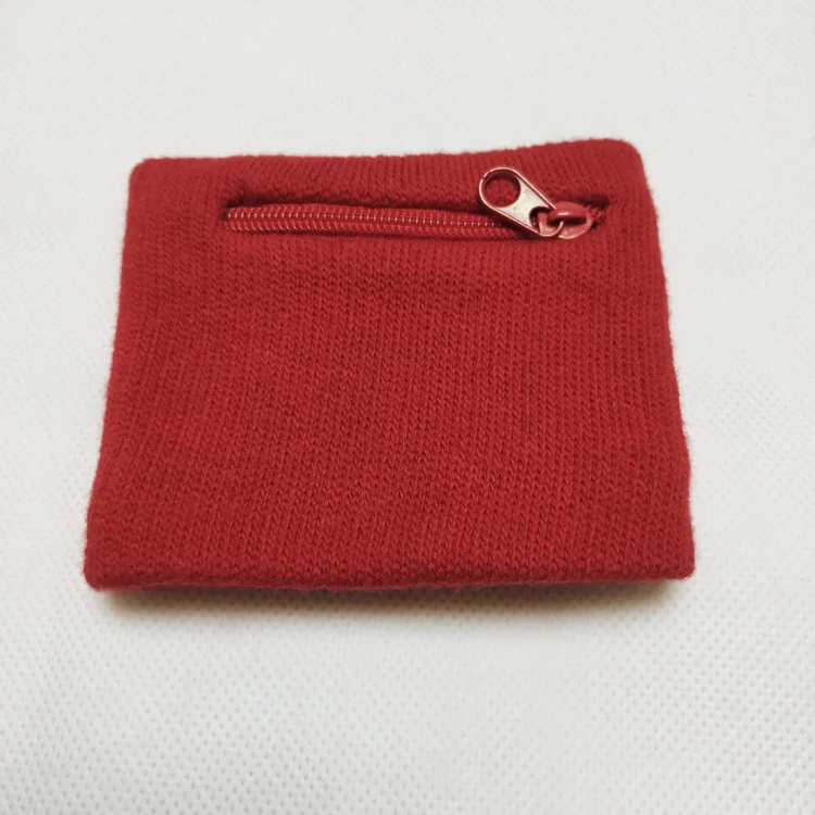Tennis Gym Sports Wrist Sweatband Promotional Embroidery Custom Sport Terry Cloth Sweatband with Zipper Pocket