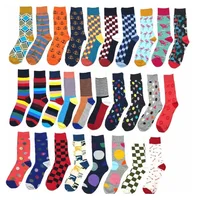 

Custom 27 Colors Striped Plaid diamond men fashion socks funny dress cotton socks men