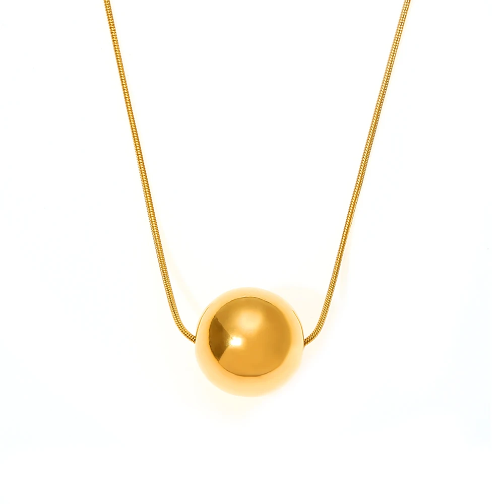 Hot Niche Accessories Geometric Beads Pendant Personality Snake Bone Chain Stainless Steel Gold-plated Necklace